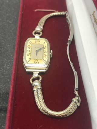 Art Deco Elgin 14k White Gold Ladies Watch 15 Jewels Movement - Antique Vintage