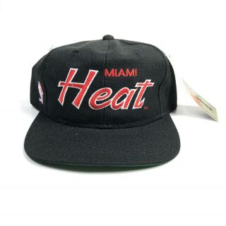 Vtg - Sports Specialties - Nba - Miami Heat Snapback Hat - Size Os [deadstock]