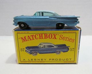 Matchbox No.  57 Chevy Chevrolet Impala Die - Cast Lesney Vintage Nmib