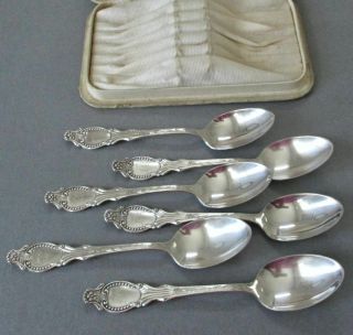6 Antique SILVER Spoons Repousse FLOWERS Beading TIFFANY Orig Pesentation Box 4