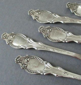 6 Antique SILVER Spoons Repousse FLOWERS Beading TIFFANY Orig Pesentation Box 5