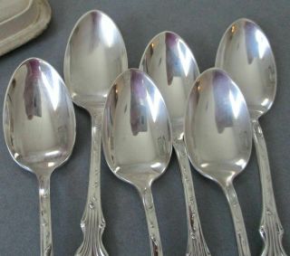 6 Antique SILVER Spoons Repousse FLOWERS Beading TIFFANY Orig Pesentation Box 6