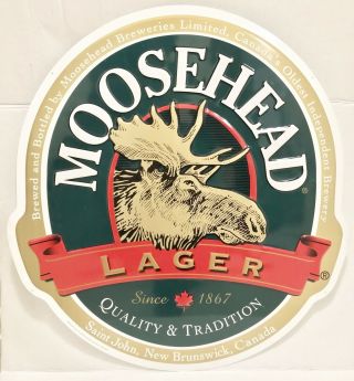 Moosehead Canadian Lager Vintage Logo 2002 Metal Beer Sign 26x24” Rare