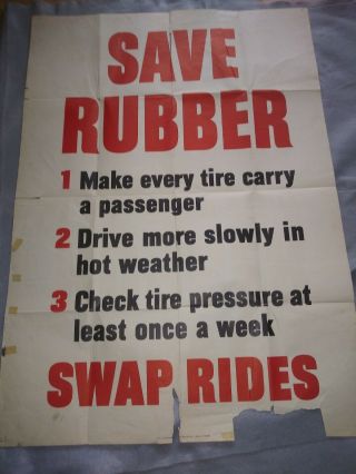 Us Wwii Propaganda Poster,  Save Rubber 