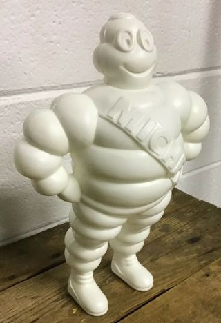 Vintage 1981 12 " Michelin Man Tire Advertising Figure White Plastic Blow Mold