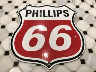 Vintage Phillips 66 Gasoline Porcelain Sign Gas Station Pump Plate Motr Oil