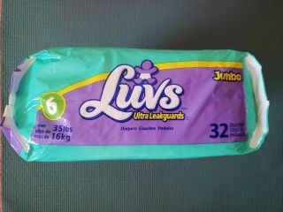 Vintage Luvs Size 6 XL plastic backed cover adult baby toddler youth Diapers 4
