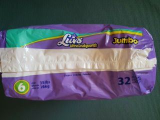 Vintage Luvs Size 6 XL plastic backed cover adult baby toddler youth Diapers 5