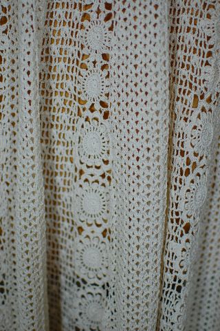 Vintage 60s Cream Cotton Crochet Lace Boho Hippie Dress SMALL RARE 10