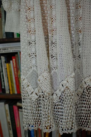 Vintage 60s Cream Cotton Crochet Lace Boho Hippie Dress SMALL RARE 7