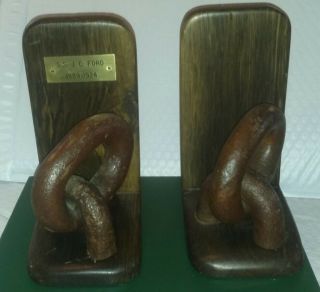 Vintage Savage Shipwreck S.  S.  J.  C.  Ford 1884 - 1924 Anchor Chain Bookends