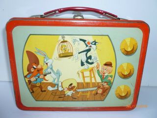 1959 Vintage LOONEY TUNES metal LUNCH BOX and THERMOS set 3