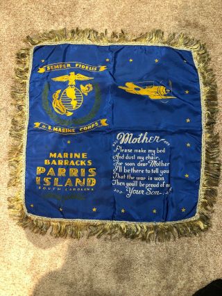 Vintage Marine Corps Paris Island Military Mother Pillow Sham Cover