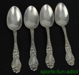 Set Of 4 Lily - Floral By Frank Whiting Sterling Silver 6 " Teaspoons