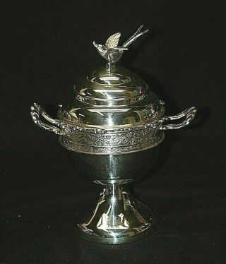 Antique 1920s Rogers Silver Plate Spooner Flying Bird Finial Floral Silverplate