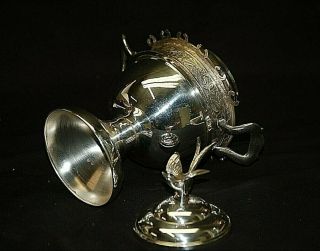 Antique 1920s Rogers Silver Plate Spooner Flying Bird Finial Floral Silverplate 3