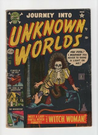 Journey Into Unknown Worlds 13 Vintage Marvel Atlas Comic Pre - Hero Horror 10c