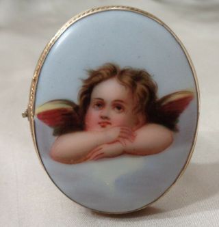 Vintage Sweet Face Cherub Angel Cameo Brooch Great Color