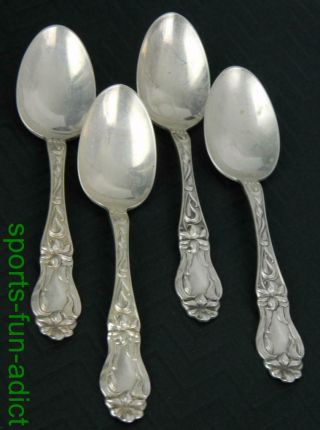 Set Of 4 Lily - Floral By Frank Whiting Sterling Silver 6 " Teaspoons -
