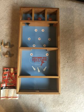 Vintage Blue Carrom Skittles Game With Box And All Parts