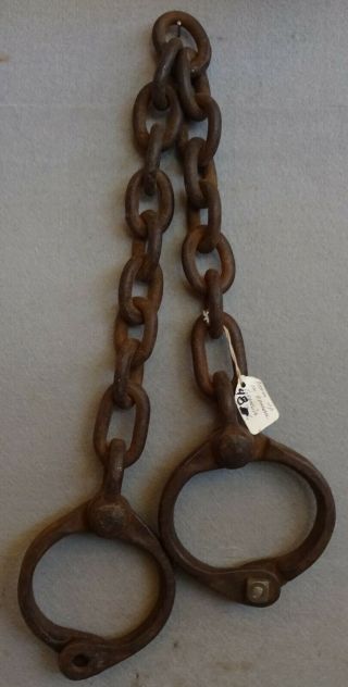 Antique Hand Cuffs,  Type On Chain Gangs? 1870 