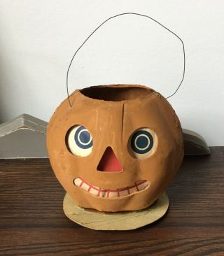 Vintage Halloween German Paper Mache Jack - O - Lantern