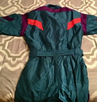 DESCENTE Mens XL Xlarge One piece Ski Suit Snowsuit Snow Bib Jacket Neon Vintage 5