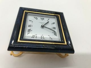 VINTAGE CARTIER TRAVEL CLOCK WITH LEATHER CASE/ PAPERWORK - 18K GOLD PLATE 6
