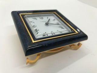 VINTAGE CARTIER TRAVEL CLOCK WITH LEATHER CASE/ PAPERWORK - 18K GOLD PLATE 7
