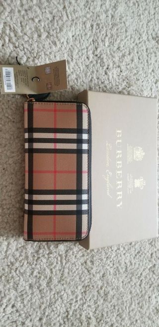 Burberry Vintage Check And Leather Ziparound