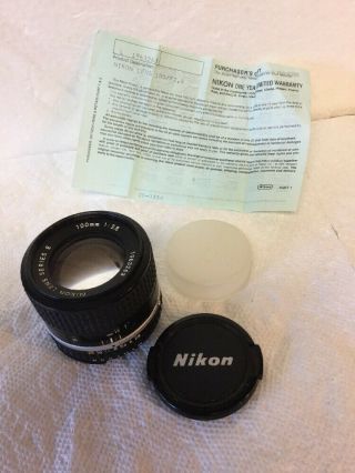 Vintage Nikon Lens Series E 100mm 2.  8 Serial Number 1963263 - Fine