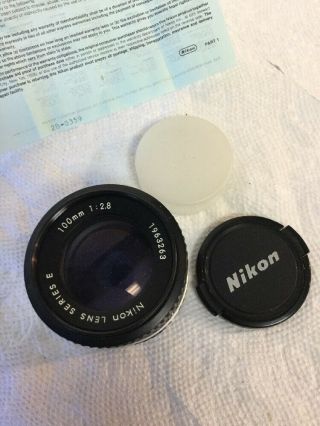 Vintage Nikon Lens Series E 100mm 2.  8 serial number 1963263 - Fine 2