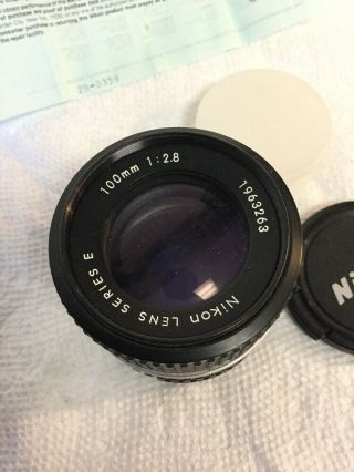 Vintage Nikon Lens Series E 100mm 2.  8 serial number 1963263 - Fine 3
