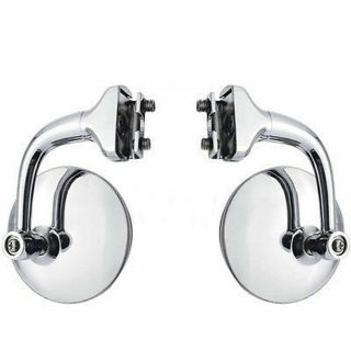 3 " Chrome Curved Arm Peep Side Door Glass Mirror Outside Rear View Hot Rod Pair