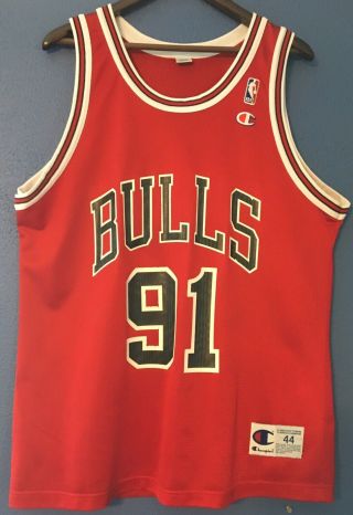 91 Dennis Rodman,  Chicago Bulls,  Champion Jersey,  Nba,  Size Mens 44,  Vintage