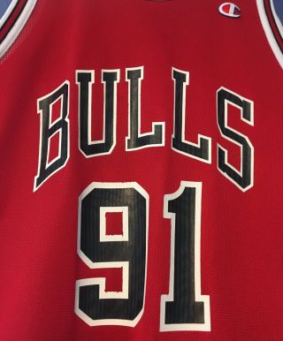 91 Dennis Rodman,  Chicago Bulls,  Champion Jersey,  NBA,  Size Mens 44,  Vintage 2