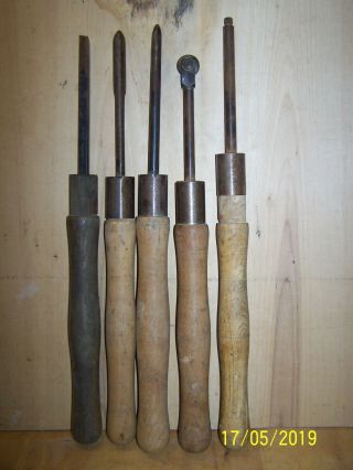 5 Vintage 24 " Lathe Metal Spinning Shaping Tools,  3 Marked Spin Master Germany