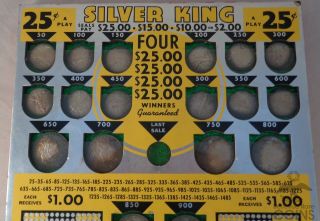 Vintage Silver King Punch Board 14 Morgan Dollars AU,  12 Walking Liberty Halves 2