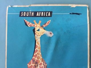 Vintage Qantas Airlines Africa Giraffe Travel Poster By Harry Rogers 3