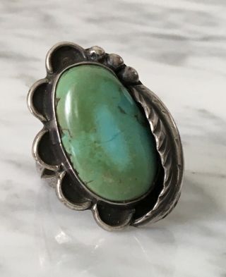 Vintage Navajo Large Turquoise Stering Silver Necklace Cuff Bracelet Ring Set 8