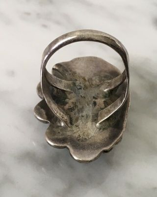 Vintage Navajo Large Turquoise Stering Silver Necklace Cuff Bracelet Ring Set 9
