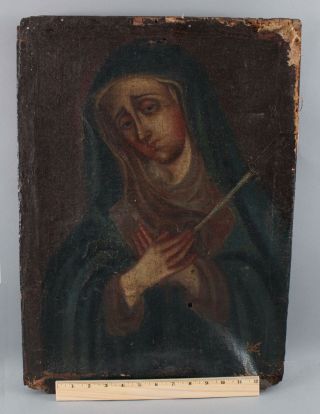 Antique 16/17thc Old Master Icon Canvas Oil Painting,  Saint With Dagger,  Nr