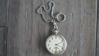 South Bend Double Roller Pocket Watch With Chain 17j Grade 411 Ser.  1117984 Runs