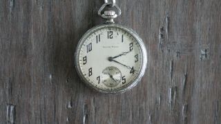 SOUTH BEND DOUBLE ROLLER POCKET WATCH WITH CHAIN 17J GRADE 411 SER.  1117984 RUNS 4