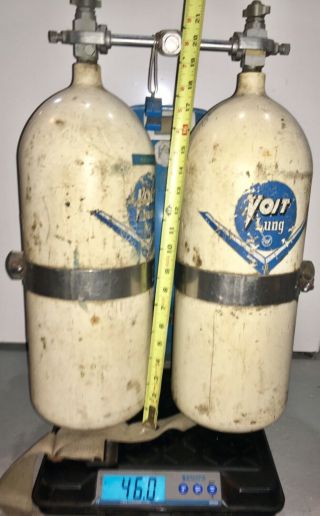 Old Vintage Voit Lung White Scuba Double Twin 3aa 1880 Steel Tanks Whole Set Up