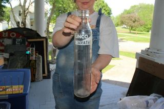 Vintage Linco Marathon Motor Oil Gas Station Glass Bottle Jar Can Sign