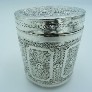 Antique Burmese Silver Box (Tea Caddy,  Lidded Pot) Stamped ' Thein Than ' 3