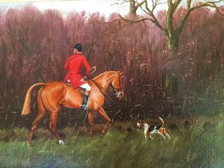Fine Antique Horse / Hunting Dog Oil Painting.