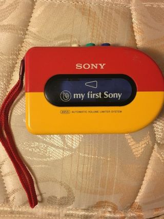 Vtg My First Sony Walkman Cassette Tape Player Wm - 3300 Red Yellow & Blue Vintage