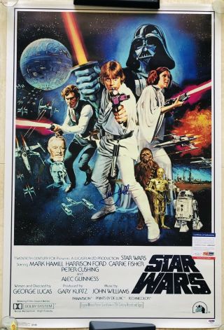 Rare Star Wars Mark Hamill Luke Skywalker Signed Autograph Movie Poster Psa Afa